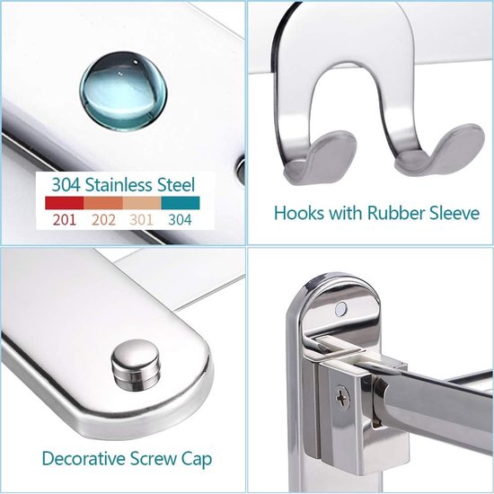 Geen ponsen badkamer handdoekhouder walnoot/beuken aluminium wandmontage ronde wit/zwarte handdoekring accessoires (kleur: walnoot
