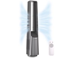 Auronic Torenventilator - Bladeless Model - Luchtkoeler - Vloerventilator - Stille Ventilator Staand - 101 CM - 6 Snelheden - Fan - Met Timer - 39 dB - Lichtgrijs