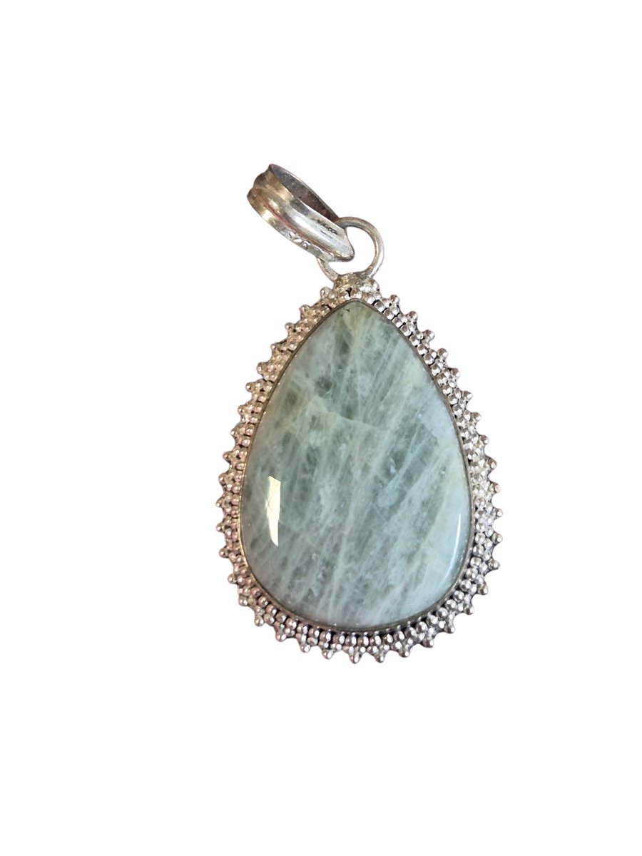 Aquamarijn edelsteen hanger ingezet in 925 Sterling zilver