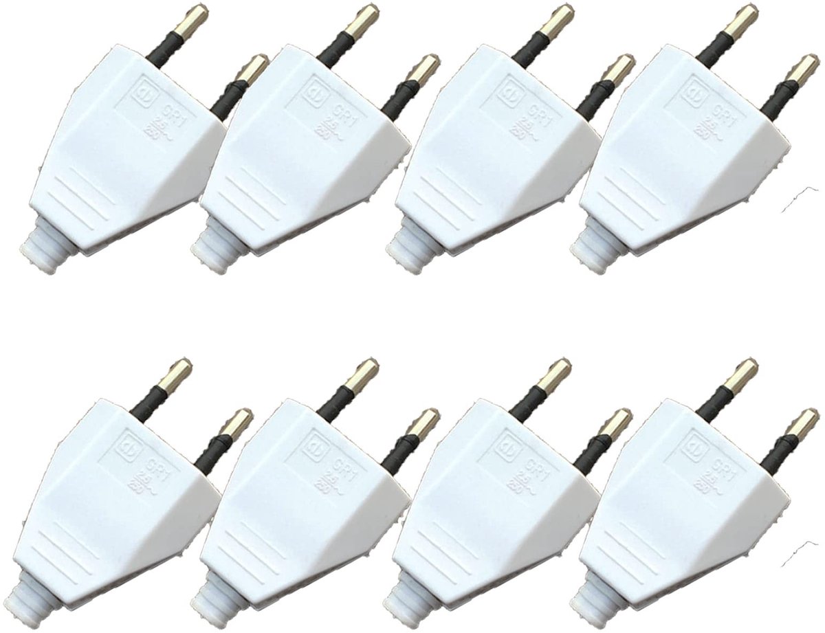 Dailygoods - Euro Plug - 8 Stuks - Europese Stekker 250V 2.5A - Veilig en Betrouwbaar - Wit - Voor Elektrische Apparaten - Geschikt voor Thuisgebruik
