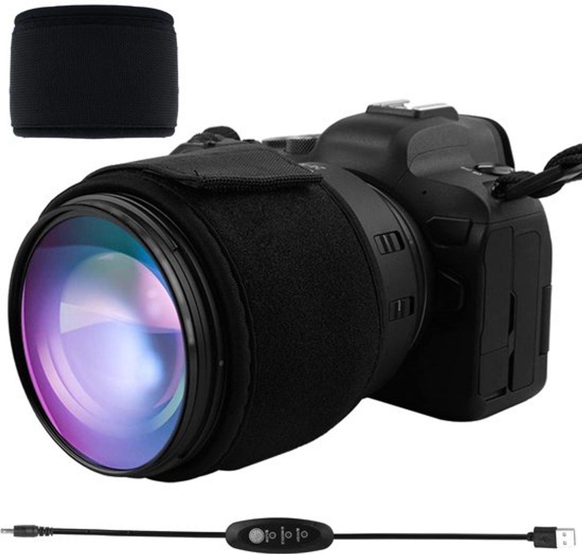 Lensverwarmer - Lensdauwverwarmer met temperatuurregelaar, Ventilatieverwarmer met temperatuurregelaar, Lensverwarmer, Anti-dauwvochtigheid, Mist, Camera, Telescopisch, USB-lens,