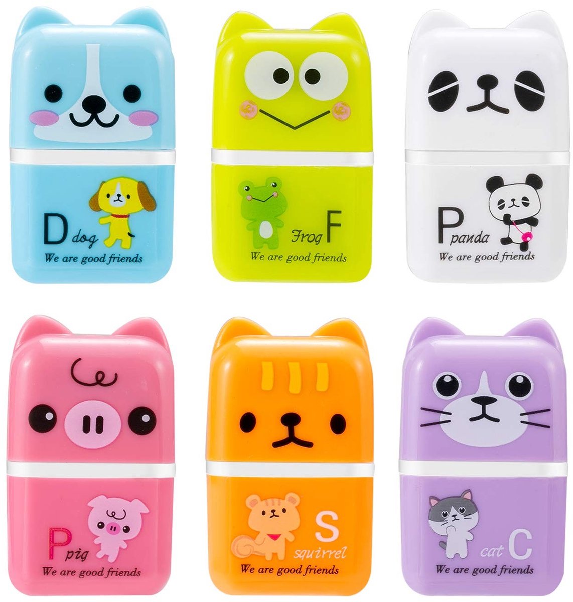 Dailygoods - Gekleurde Potloodgum - Cartoon Diergum - Perfect voor Kinderen - 6 Stuks - Schoolbenodigdheden - Creatief Schrijven - Thuisgebruik