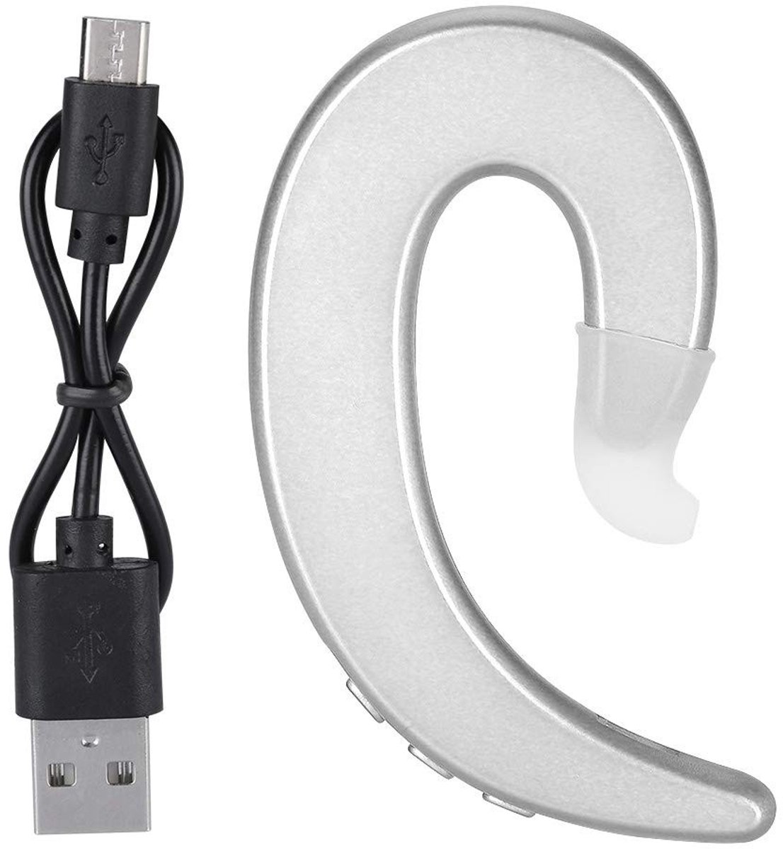 Dailygoods - Wireless Earhook Headphones - Bluetooth Hoofdtelefoon - Ergonomisch en Handsfree - Zilver - Sport en Jogging - Draadloze Oortelefoon - Ge