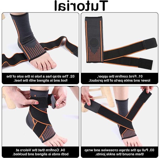 Enkelbandage voor optimale omknikbescherming bij enkelblessures, elastische voetbandage voor sport en herstel — afbeelding 3