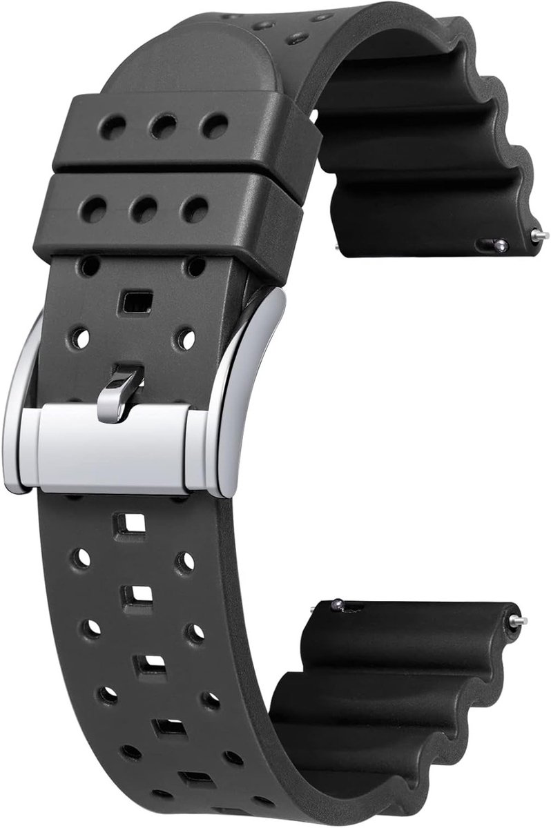 Sportieve Siliconen Horlogeband met Snelle Bevestiging - Rubber Armband voor Heren en Dames in 7 Kleuren en 3 Maten (20mm, 22mm, 24mm)