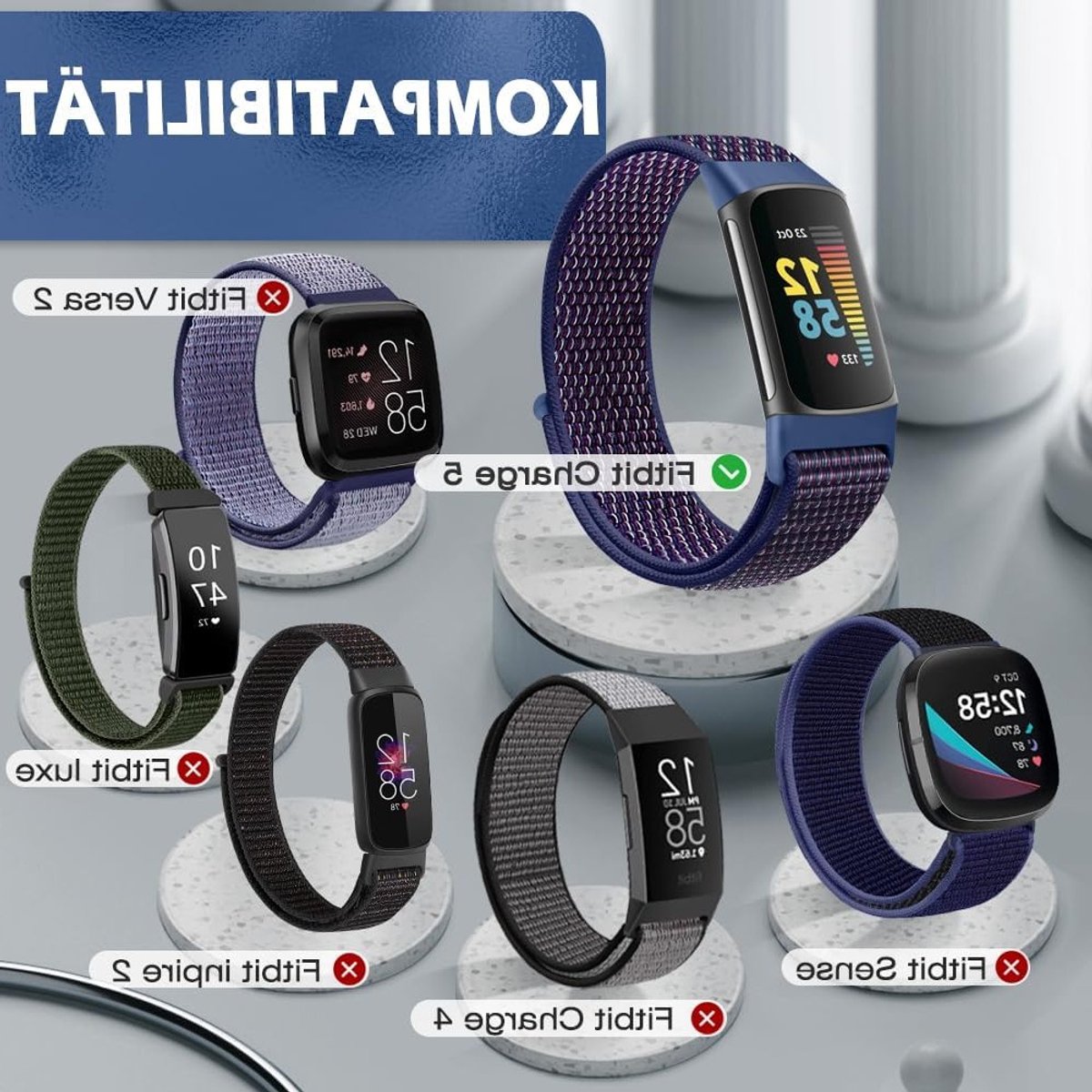 Verstelbare en Ademende Nylon Sportband voor Fitbit Charge 5 - Vervangband voor Fitness Tracker voor Dames en Heren thumbnail 2