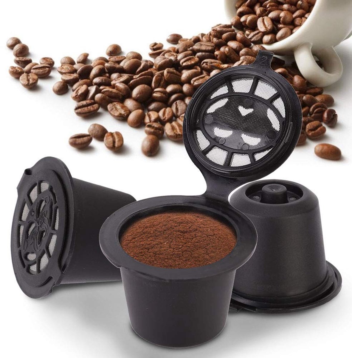 Dailygoods - Herbruikbare koffiecapsules - Koffiecapsules voor koffiezetapparaat - Perfecte pasvorm - Zwart - Hervulbare capsules - Duurzaam en prakti