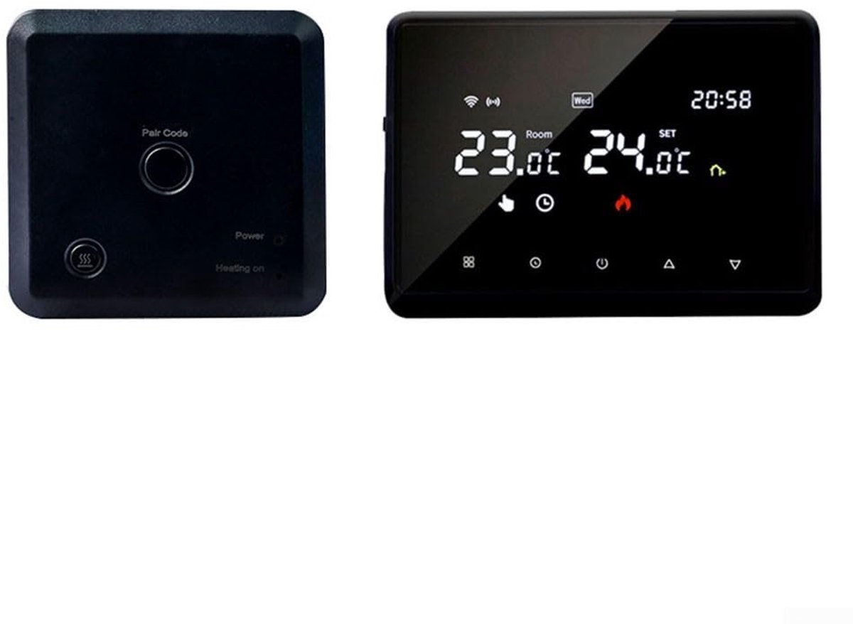 Jhubersproducts - Programmeerbare wifi slimme thermostaat - Tuya app bediening - Spraakbesturing - Zwart - Draadloze thermostaat - Voor wandgemonteerd