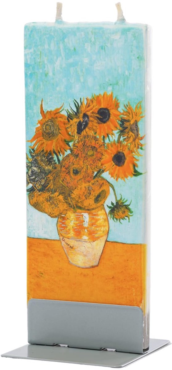 Zonnebloemen van Gogh | FLATYZ platte kaars – uniek handbeschilderd cadeau