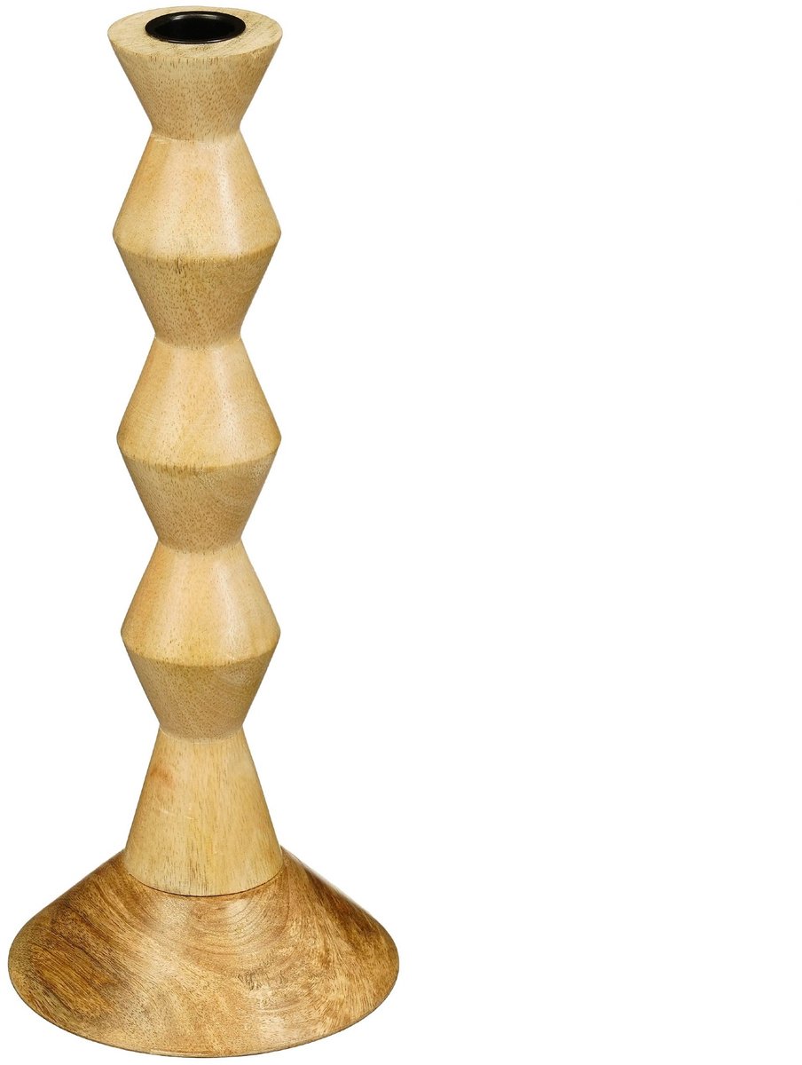 Mica Decorations Plony Kandelaar Hout Rond – Gerecycled & Sfeervol