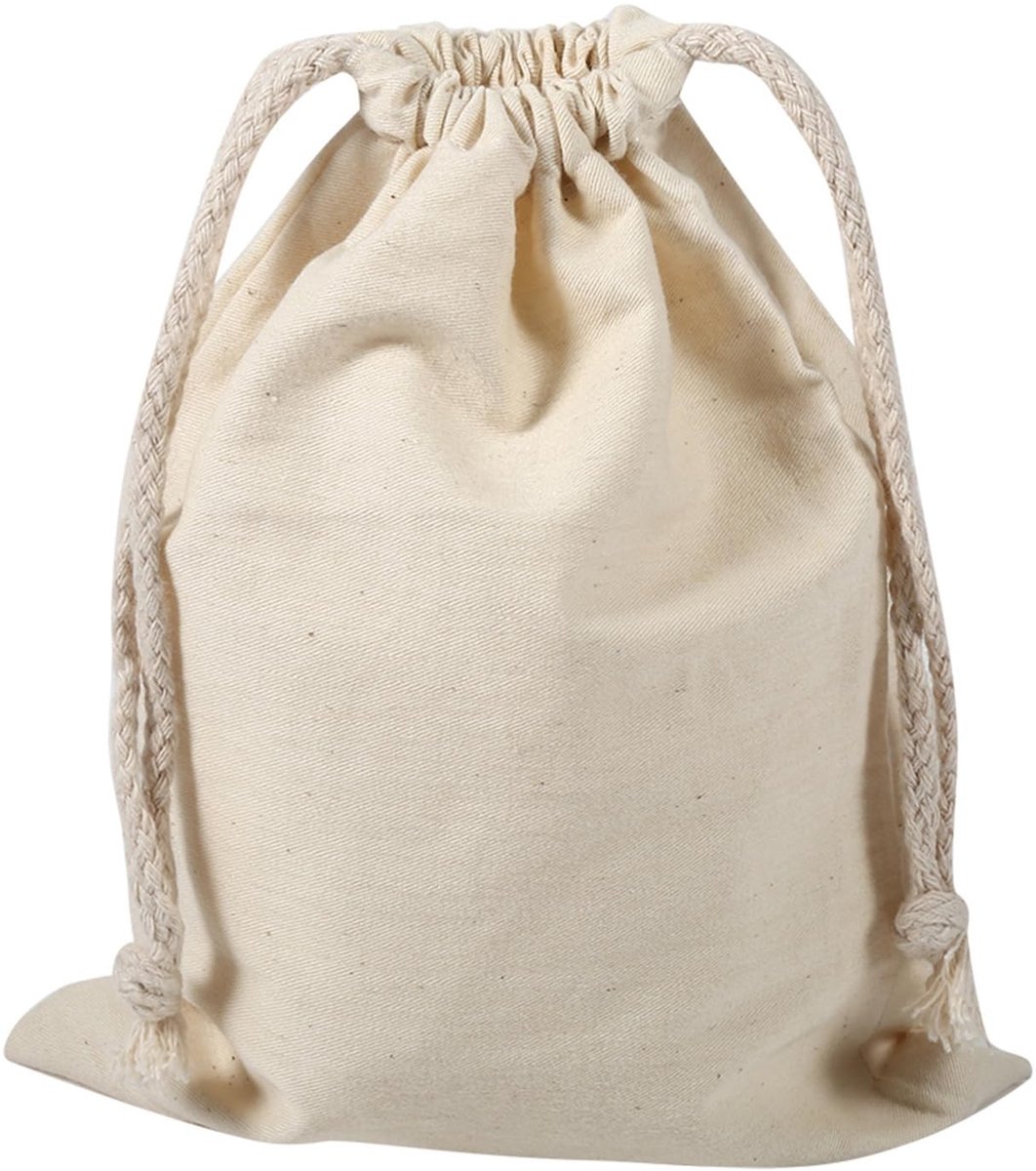 Set van 2 Katoenen Drawstring Tassen 30 x 40 cm – Ideaal voor Opbergen en Vervoer