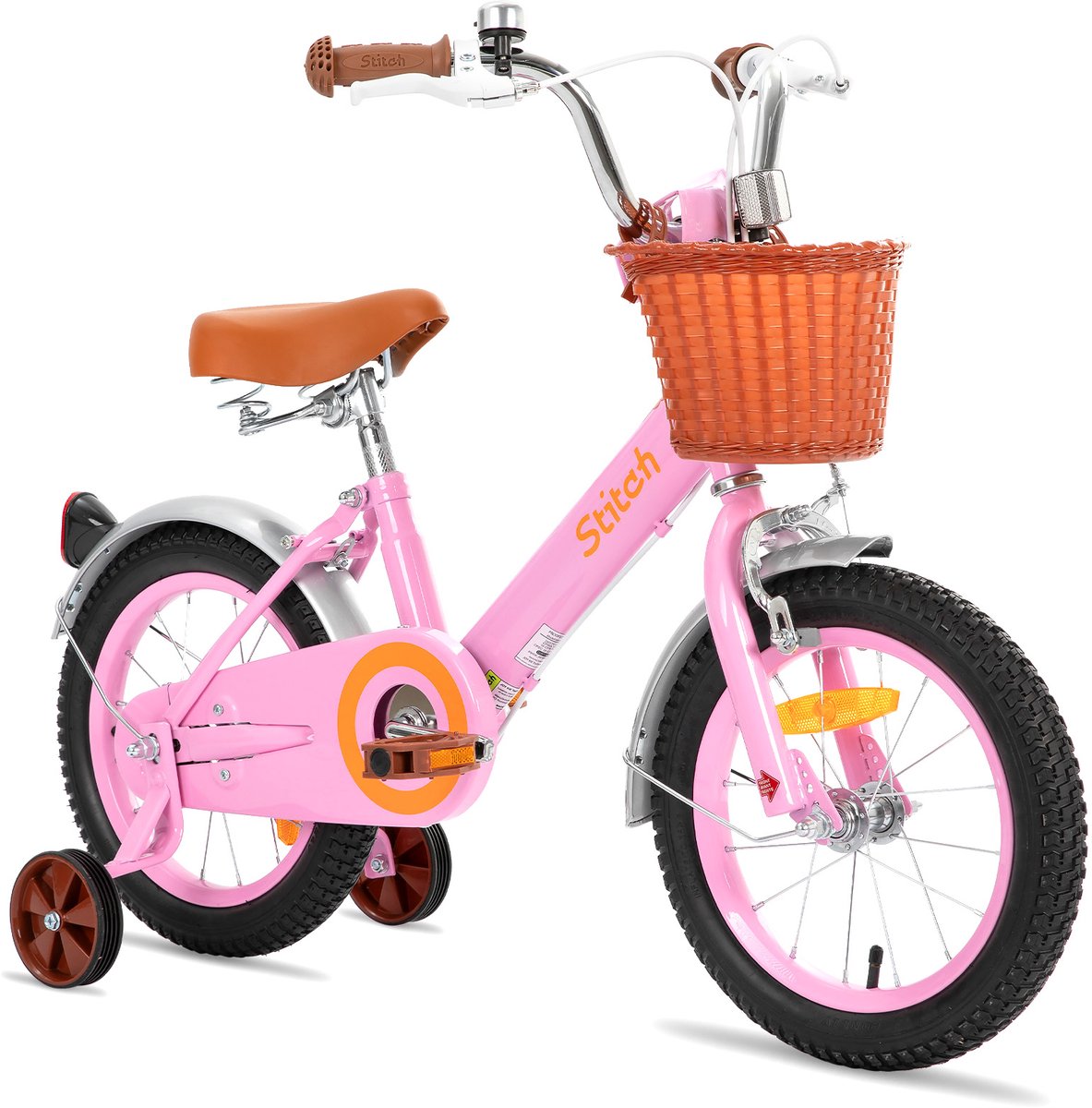 JOYSTAR STITCH Retro Kinderfiets Meisjes 14 inch Met Mandje & Zijwieltjes 2 tot 4 Jaar
