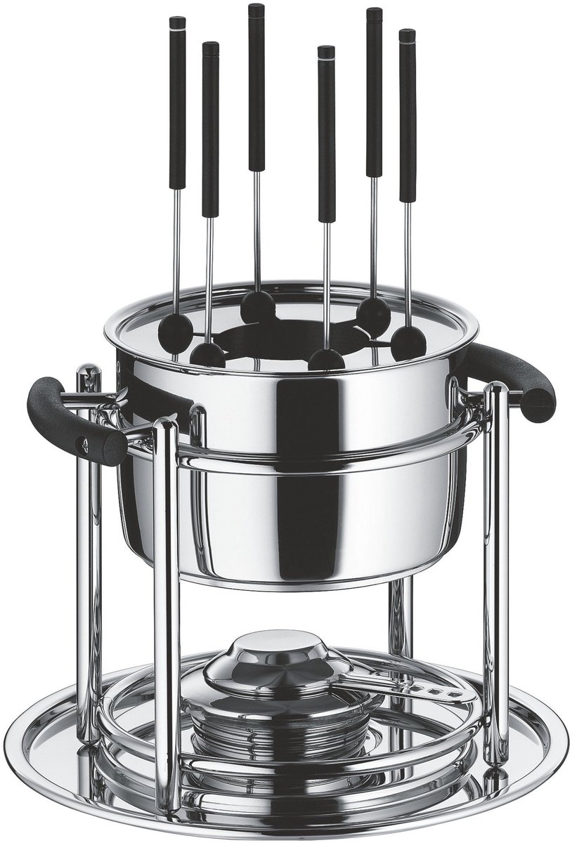 Zeynomax - Fondueset - 11-delig voor 6 personen - Inclusief brander en vorken - Inductie geschikt - Vaatwasmachinebestendig - Cromargan roestvrij staa