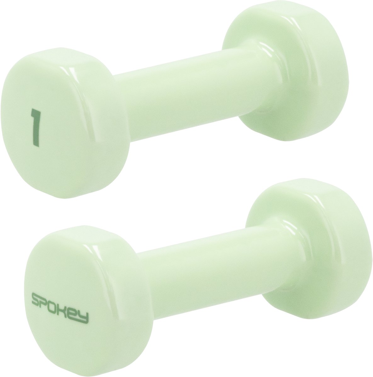Spokey SHAPE Halterset - Groen - 2 x 1 kg - Gietijzer - Vinyl coating - Antislip grip
