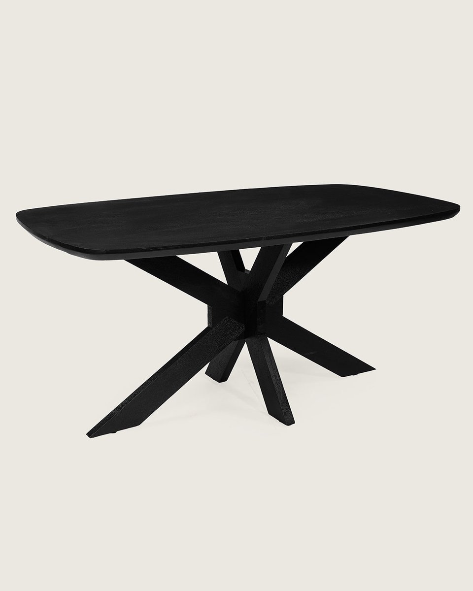 Deens Ovale Eettafel 140 cm Mangohout – Houten Matrix Onderstel – Elegant Chic – 4-6 Personen