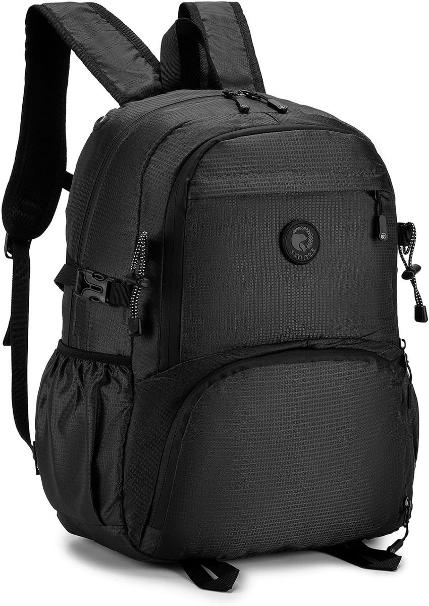 SnelShoppen - Opvouwbare Diefstalbestendige Reistas Cabinebagage 45x36x20 cm - Waterdichte 32L Handbagage Zakenrugzak voor Werk Heren Dames Zwart