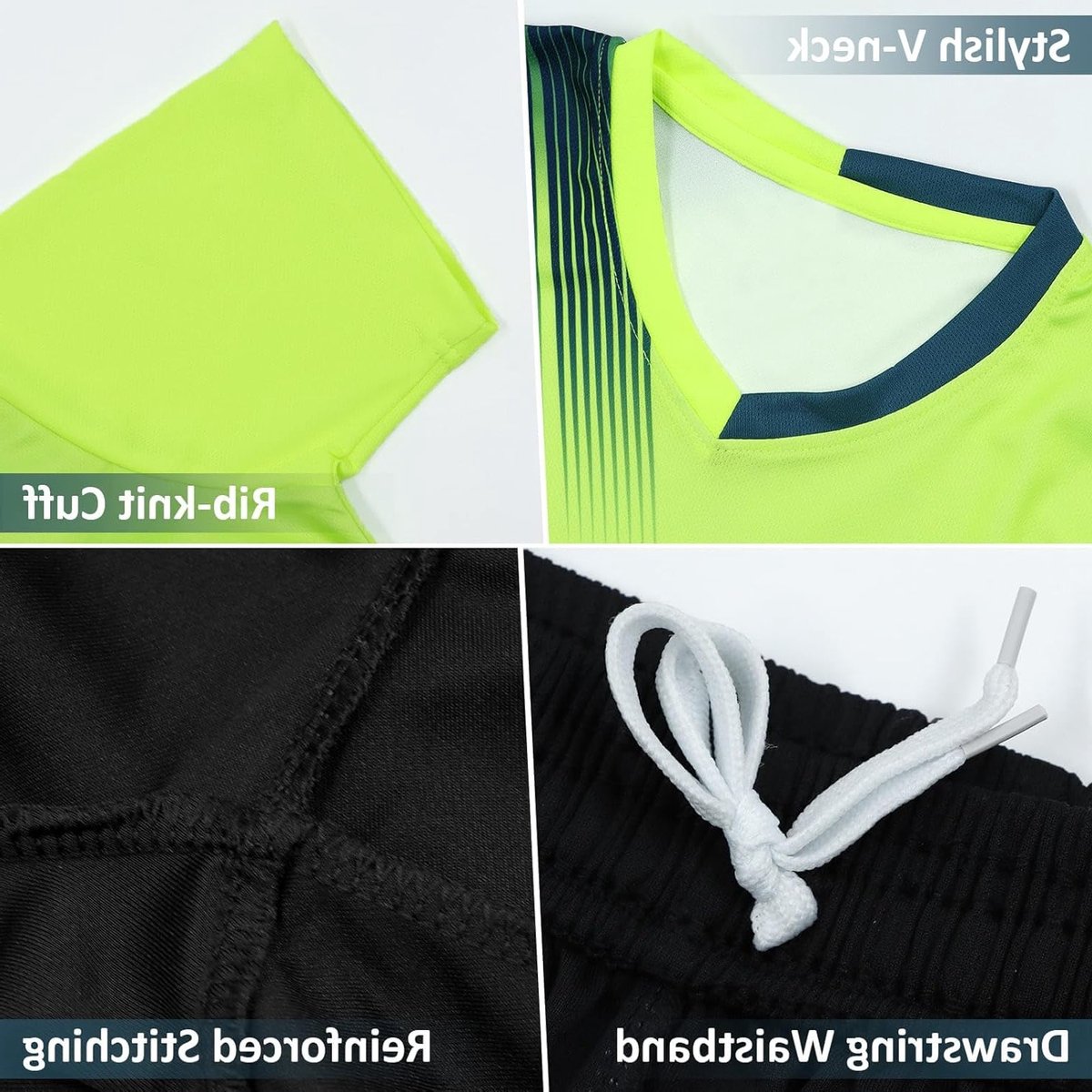 Voetbaloutfit voor Jongens 7-13 Jaar - Sneldrogend Voetbalshirt met Ademend Sportshort en T-shirt Set voor Training en Spel