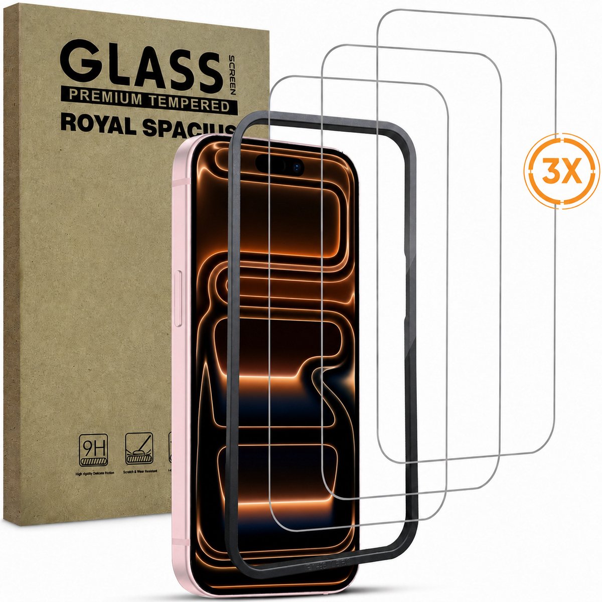 3 Stuks Screenprotector geschikt voor iPhone Air - Met Uitlijn tool - Gehard Beschermglas - Tempered Glass Screen Cover