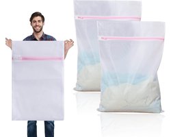 Waszakken - Waszak - Wasnetten - Waszakjes met Rits - Ideaal voor Beddengoed, Kleding en Delicate Was - 90 x 110 cm - 2 stuks - Wit