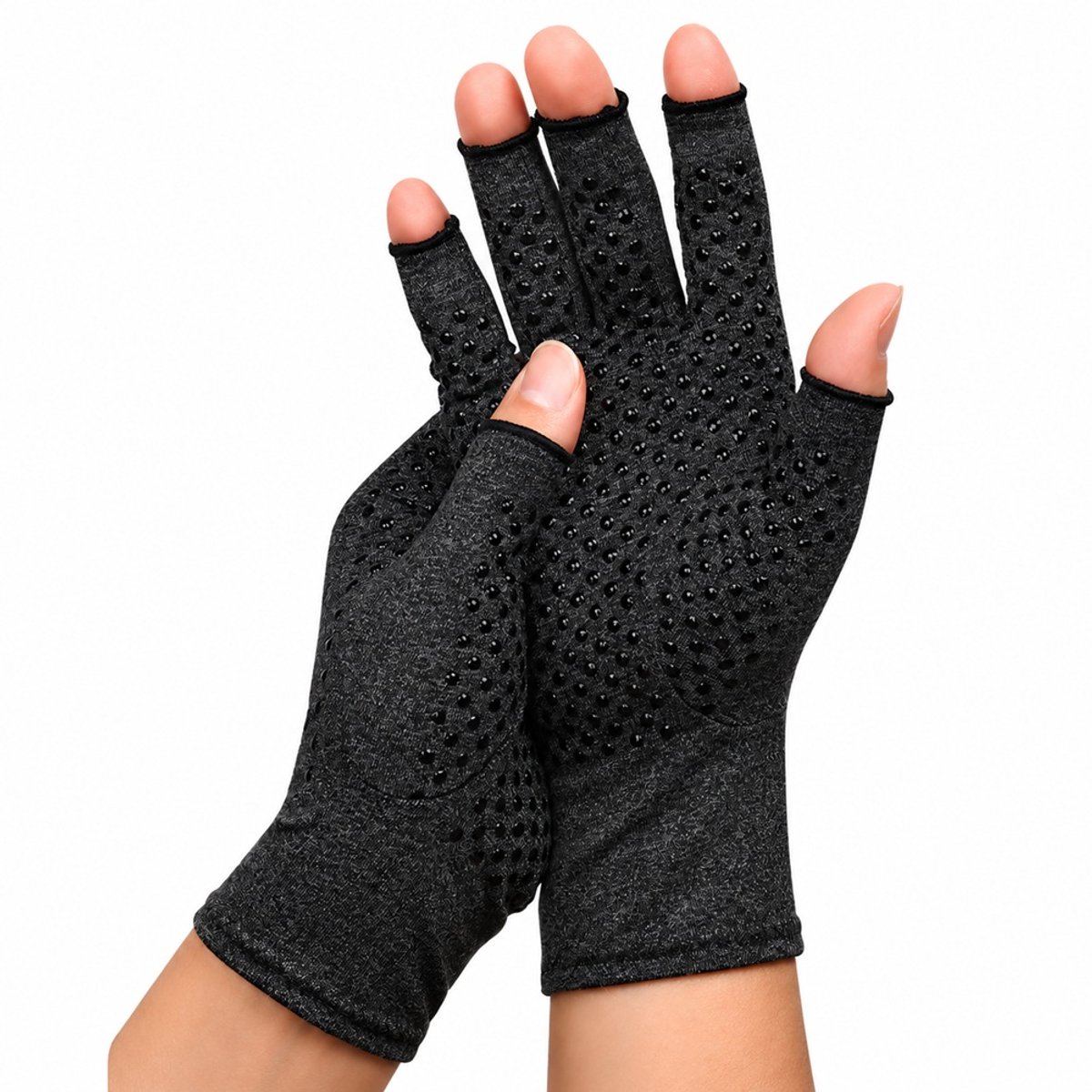 Reuma Compressie Handschoenen – Ondersteuning bij Artritis, Artrose, RSI & Carpaal Tunnel – Open Vingertoppen – Antislip – Unisex - Maat S