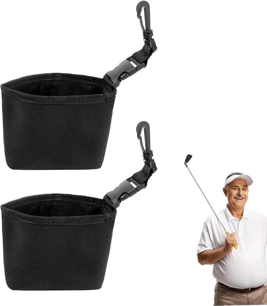 Golfbal Reinigingszak - 2 stuks - Golfclubreiniger - Waterdichte golfbalreinigingstas - Reinigingstas voor Clubs en Ballen - Zakdoekje Reinigingszak - Golf Accessoires - Voor het reinigen van groeven - 11*13cm - Zwart