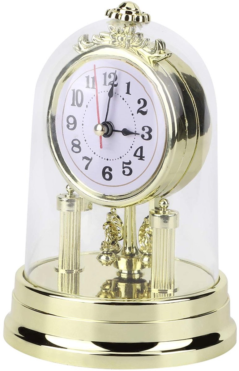 Dailygoods - Retro Wandklok - Stille Kwarts Klok - Goud - Decoratieve Tafelklok - Binnengebruik - 11 x 17 cm
