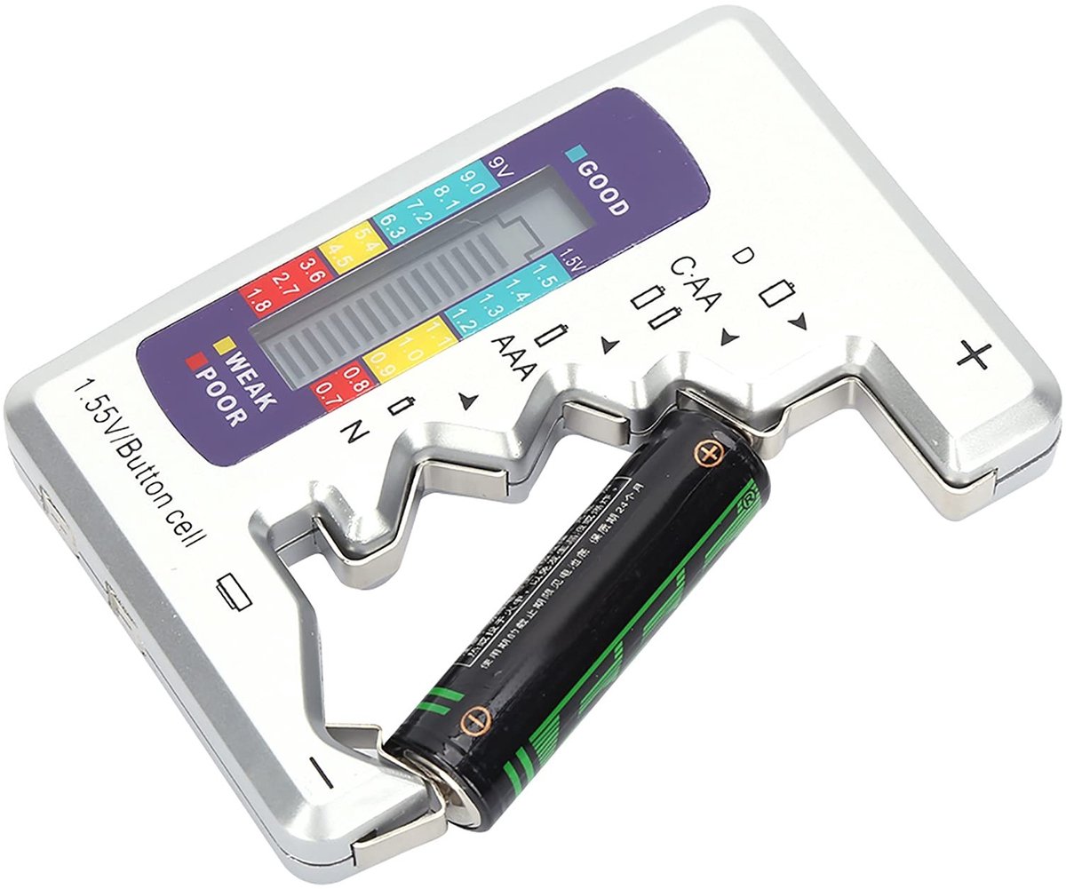 Dailygoods - Digitale Batterijtester - Batterijcapaciteit meten - Compact ontwerp - Geschikt voor AA, 9V en oplaadbare batterijen - Handig voor t...