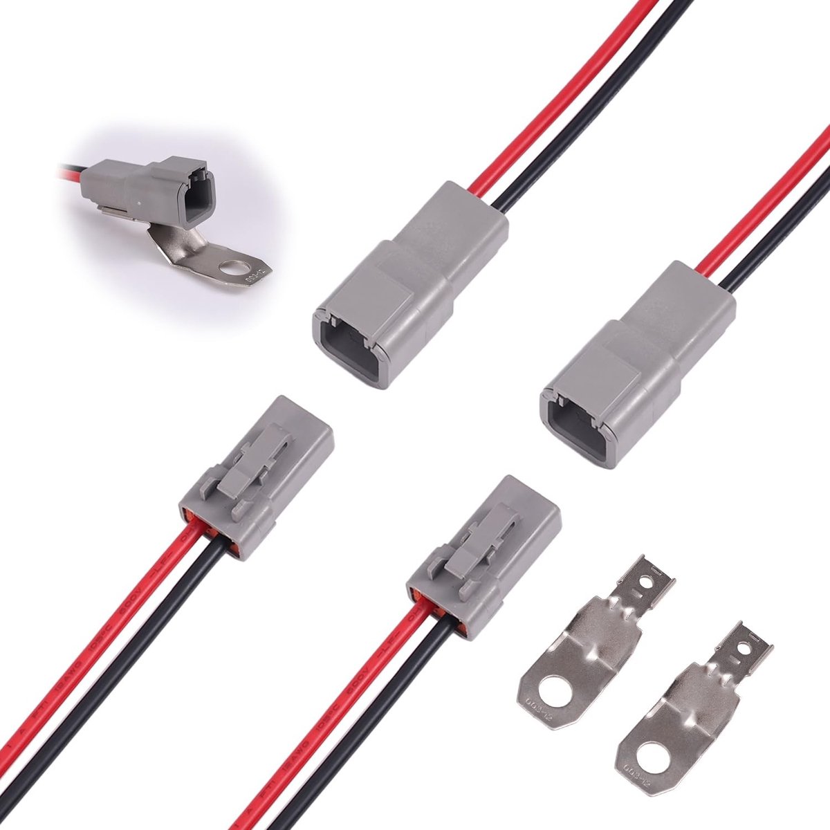 Dailygoods - Waterproof Elektrische Connectoren - 2-Pin Connectoren - 12 AWG Kabel - Waterdicht - LED Verlichting - Geschikt voor Voertuigen - 2 Paar