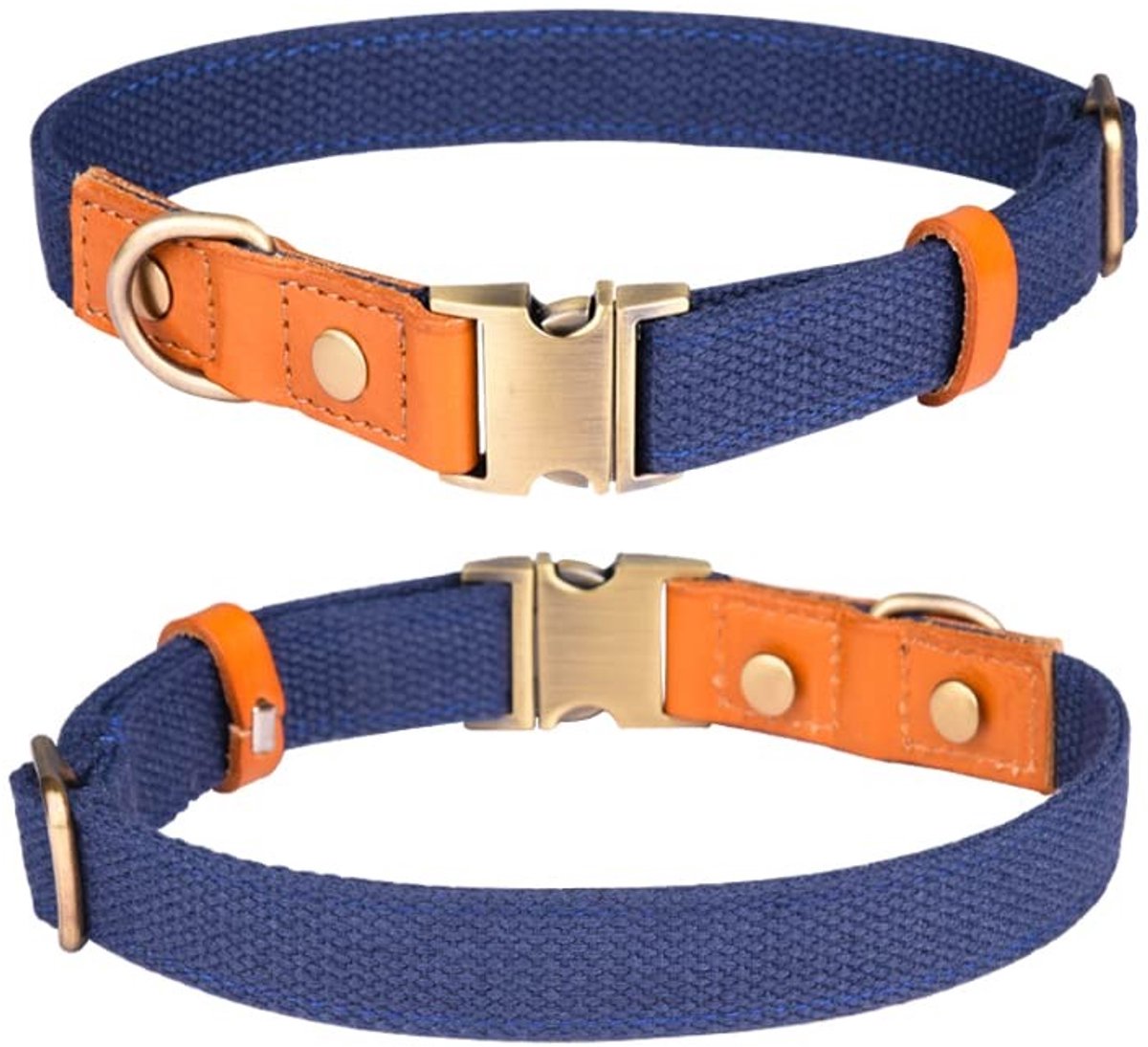 Zeynomax - Nylon halsband - Verstelbaar - Metalen veiligheidsgesp - Donkerblauw - Voor kleine en middelgrote honden - Comfortabel en duurzaam