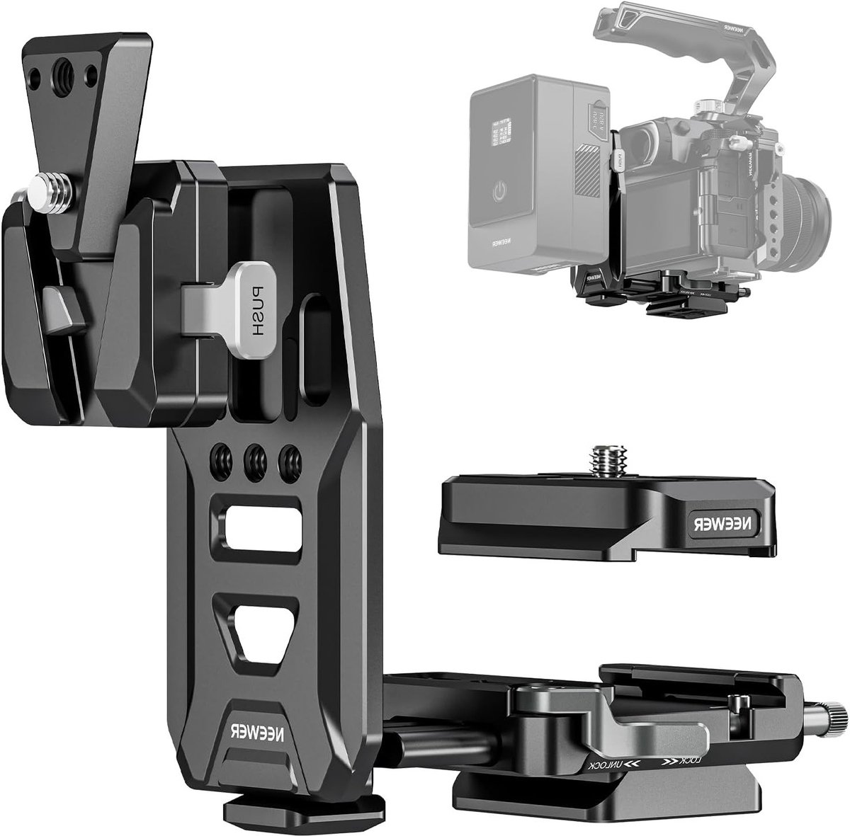 V-Mount Batterijplaat met NATO Rails en Arca Type Basisplaat voor RS4 Pro en RS3 Pro Gimbal, Geschikt voor DSLR Camera Video Rig en SmallRig V Lock Batterij Camera Cage, PS016