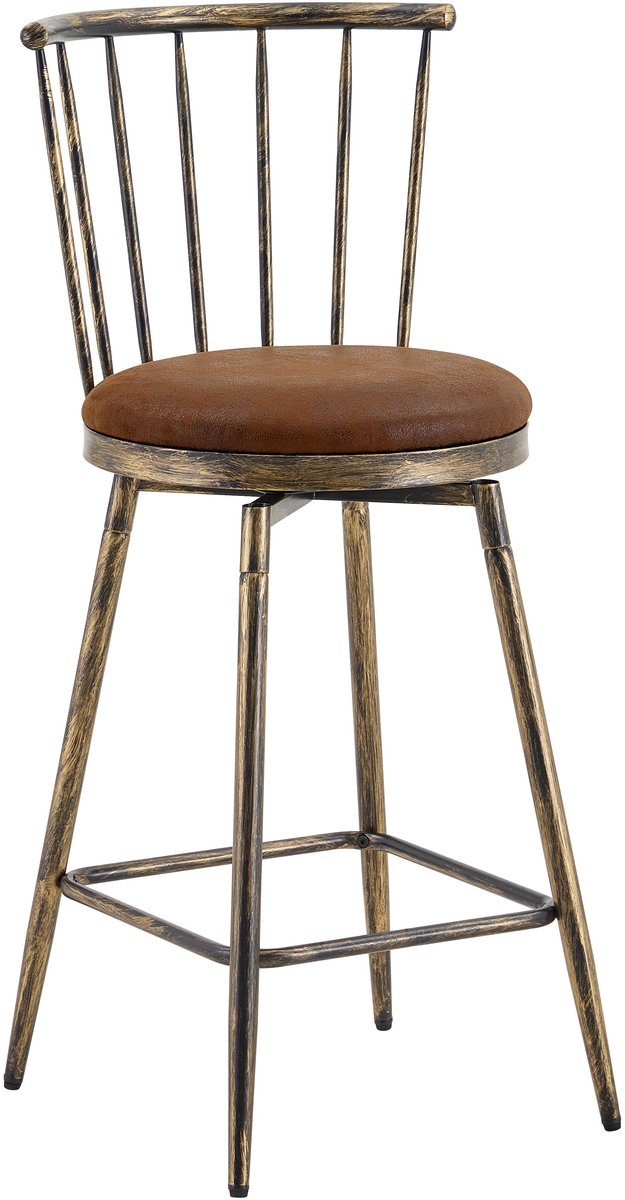 Merax Barkruk Industrieel - Barstoel met Rugleuning - PU Leren Zitting en Metalen Frame - Vintage Barstoel voor Keuken - Bar en Horeca Bruin