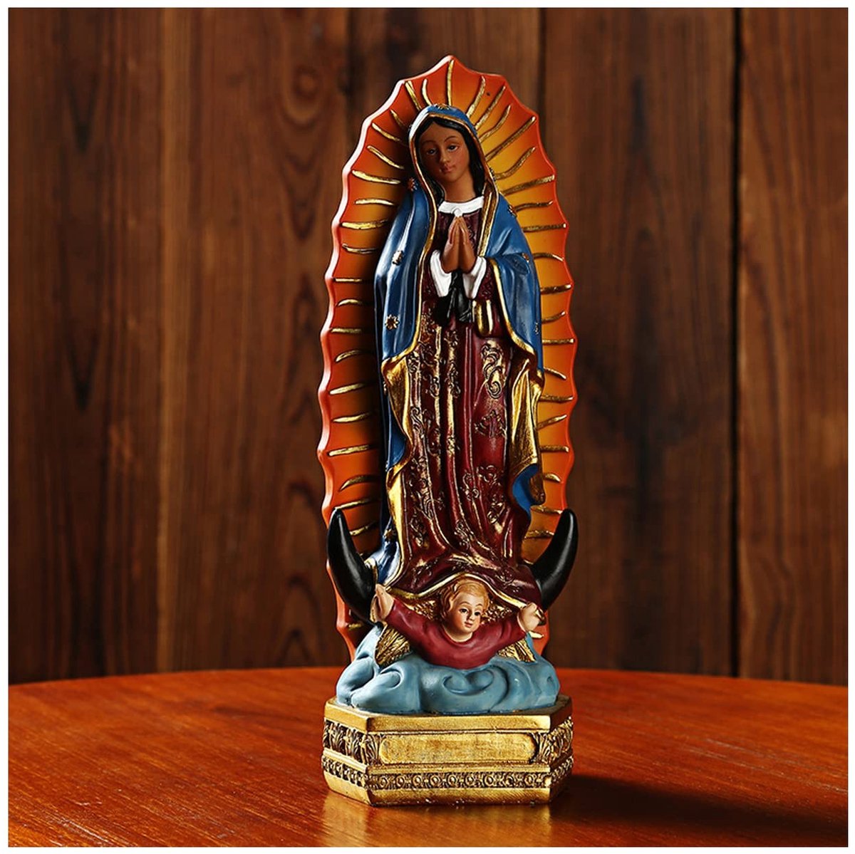 Allecto - Harsbeeld van Onze-Lieve-Vrouw van Guadalupe - Katholiek Mariabeeld - Tafelbladdecoratie - 8in Religius Beeldje - Spirituele Decoratie - ...