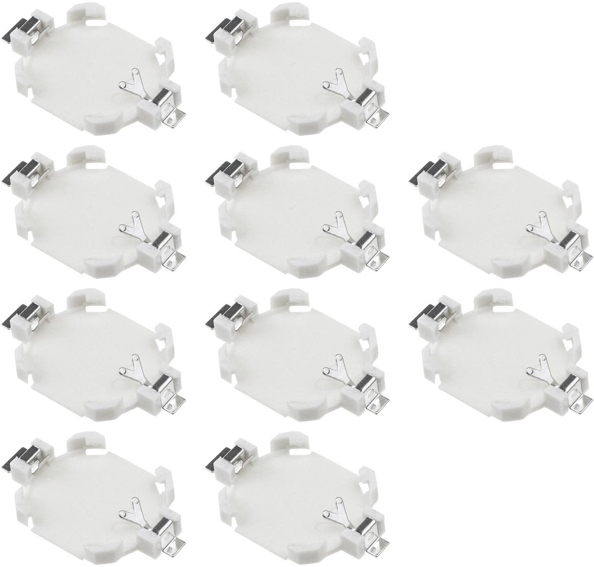 Allecto - CR1616 Knop Batterij Houder - 10 Stuks - Horizontaal Type - Wit - Mobiele Batterij Container - Geschikt voor Game Boy - CR1616 Batterij