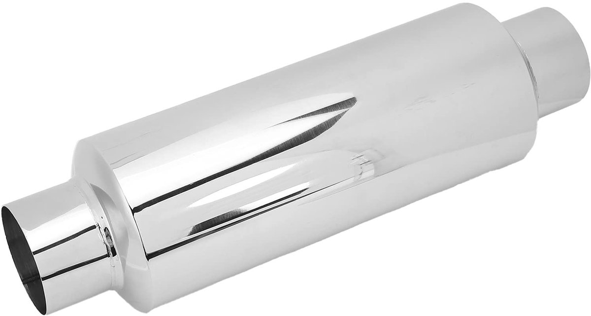 Allecto - Geluiddemper 2,5 inch - Vermindert terugdruk - Universeel voor uitlaatpijpen - Roestvrijstaal - Geluidsabsorberend katoen - Geschikt voor...