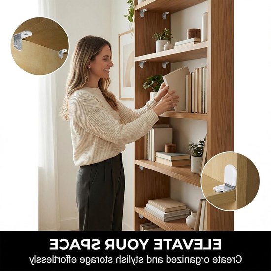 Stevige hoekondersteuning voor planken - 20 stuks roestvrijstalen glazen plankhouders, ideale meubelaccessoires voor kasten en boekenplanken — afbeelding 5