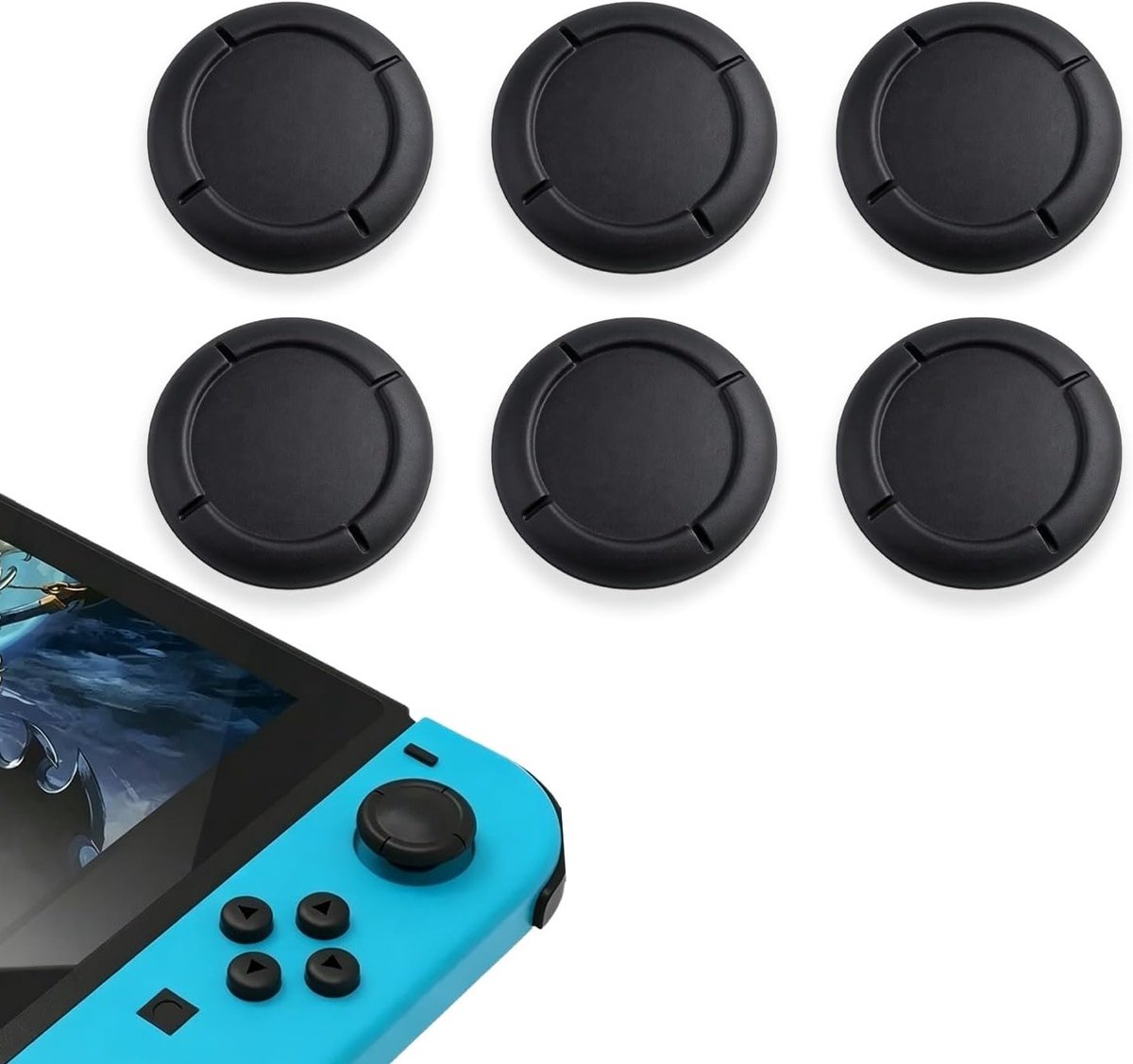 Siliconen knopdoppen voor Switch Joycon - 6 stuks thumbstick beschermhoezen voor Switch, Lite en Oled, zwart, gaming accessoires