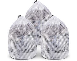Set van 3 Kleine Wasnetjes voor Delicate Kleding met Trekkoord - Duurzame Waszakken voor Ondergoed, Sokken en Babykleding - Ideaal voor de Wasmachine en Reizen 30x40 cm