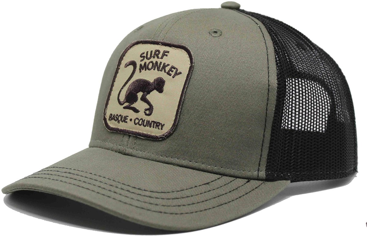 Surf Monkey - Trucker Cap - 6 Panel - One Size - Snapback - Zwarte olijf