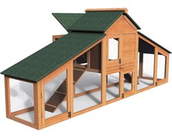 RUX®Kippenhok Met Ren - Kippenhok Kunststof - Kippenhok - Bruin - ‎211cm x 48cm x 85cm