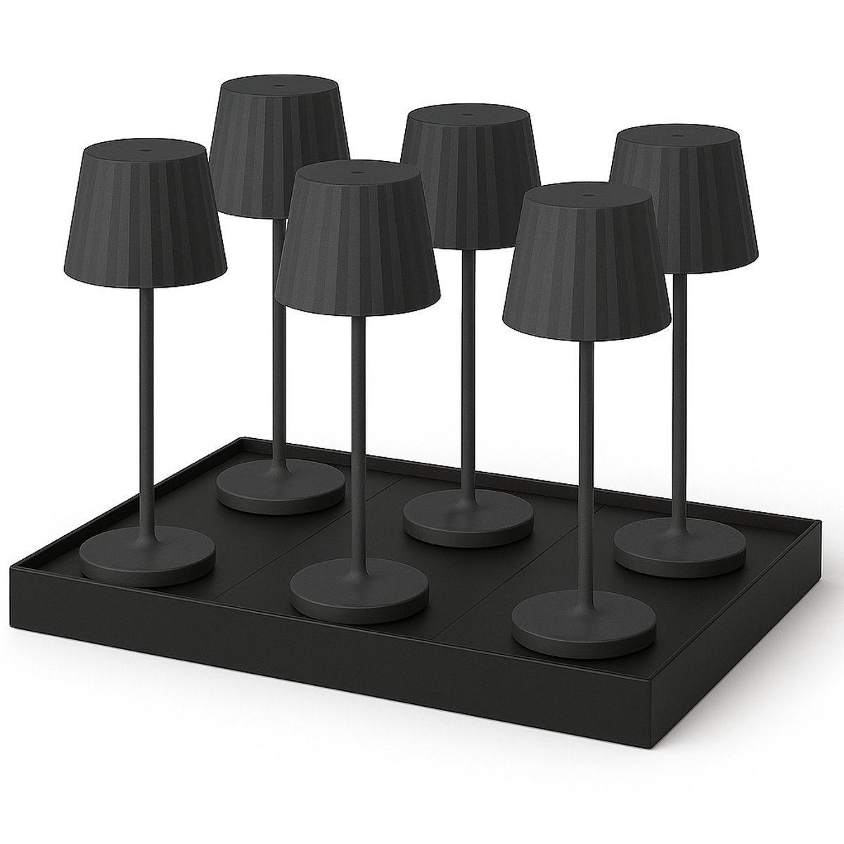 Set van 6 tafellampen met voet. H30CM ABBY