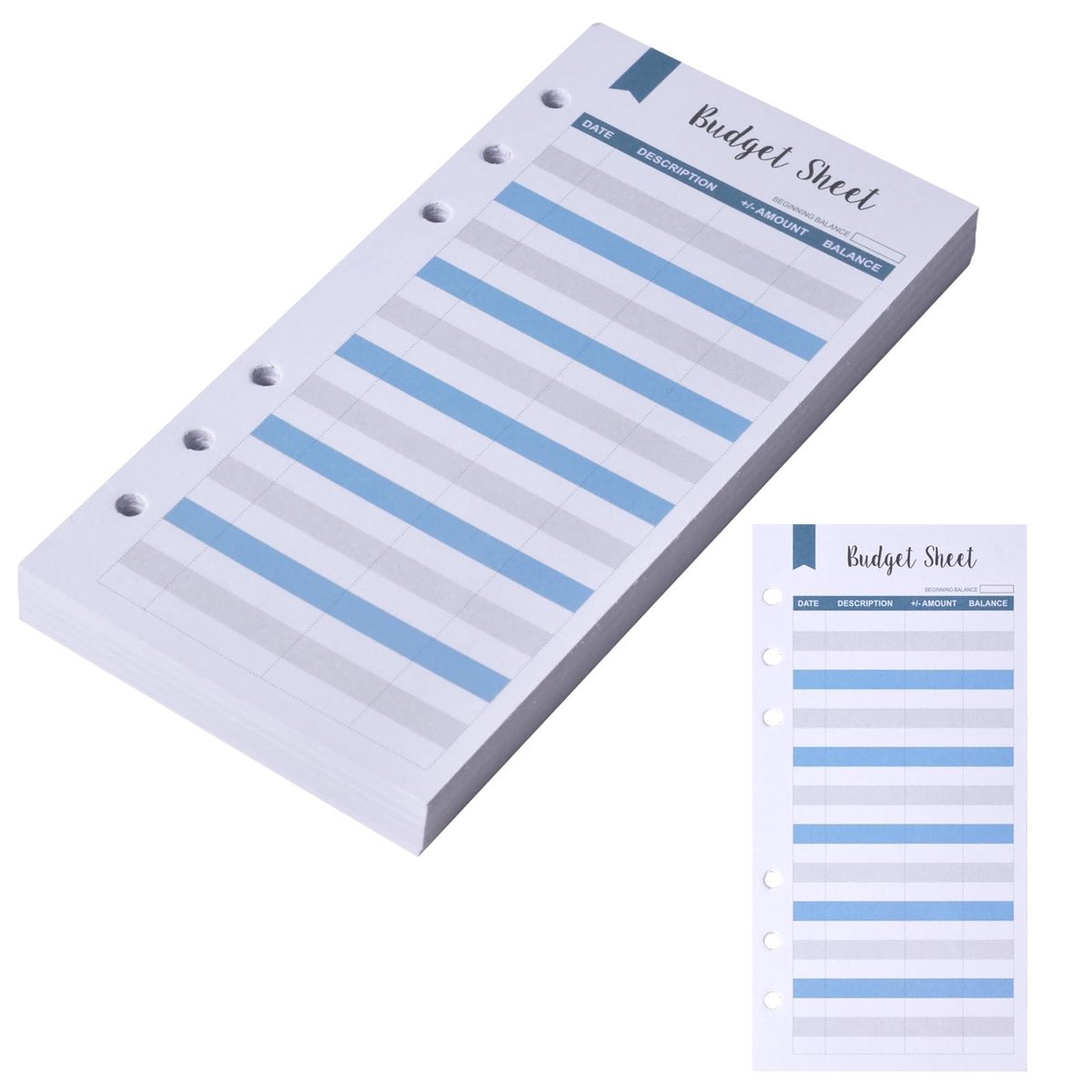 60 Pcs A6 Budget Sheets with 6 Holes, Money Savings Binder Refill Paper for Binders, Financial Planner and Budget Planner Accessories, Cash Stuffing,