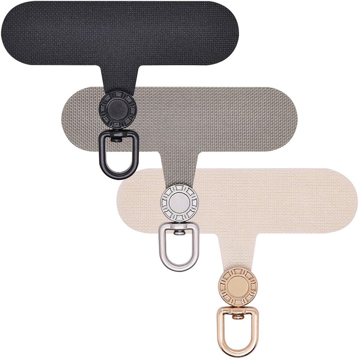 NTHProducts - Verstelbare Crossbody Telefoon Strap - Telefoon Lanyard met Patch - Nylon met Metalen Gesp - Zwart/Grey - Anti-Diefstal Telefoon Strap - ...