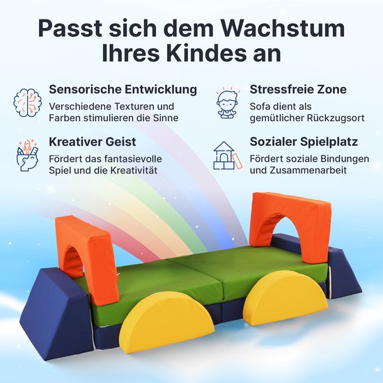 Creatieve Speelbank-Sofa voor Kinderen - 10-Delige Set - Multifunctioneel - Wasbare Hoezen - Veilig en Duurzaam van Merkloos — afbeelding 5