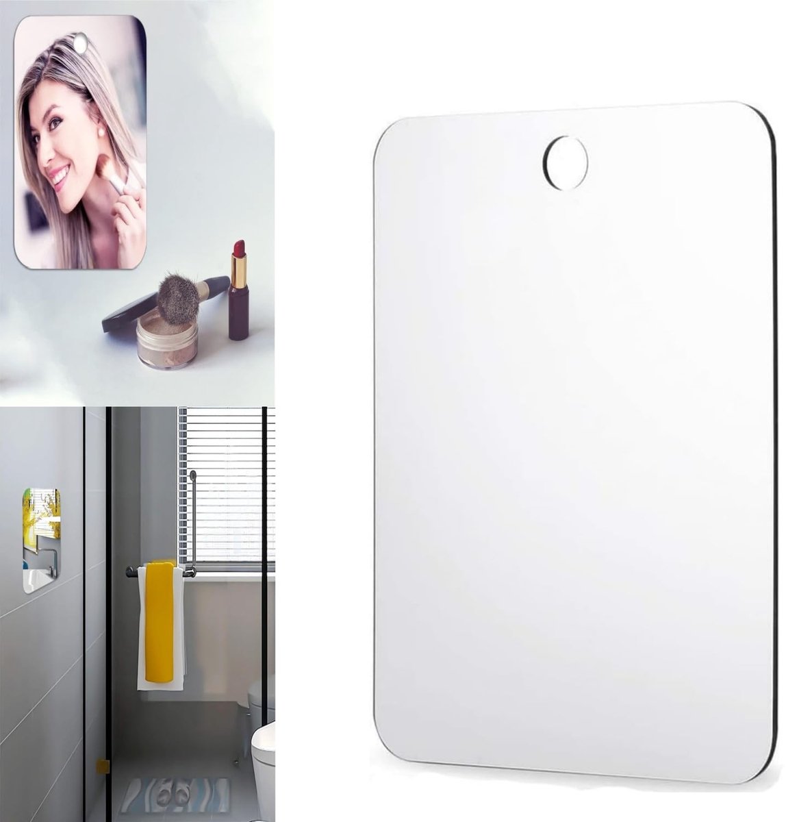 Allecto - Shower Mirror - Wandspiegel - Frameless - 17 x 13 cm - Acryl - Badkamer Spiegel - Geschikt voor Make-up - Zilver