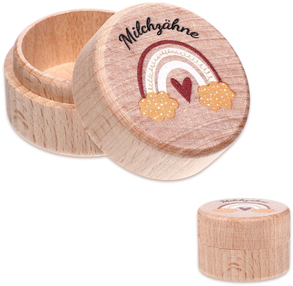 Allecto - Tandendoosje - Houten tandendoos - Uniek geschenk - Bruin - Melktanden - Herinneringen bewaren - Geschikt voor kinderen - 5 cm ronde vorm