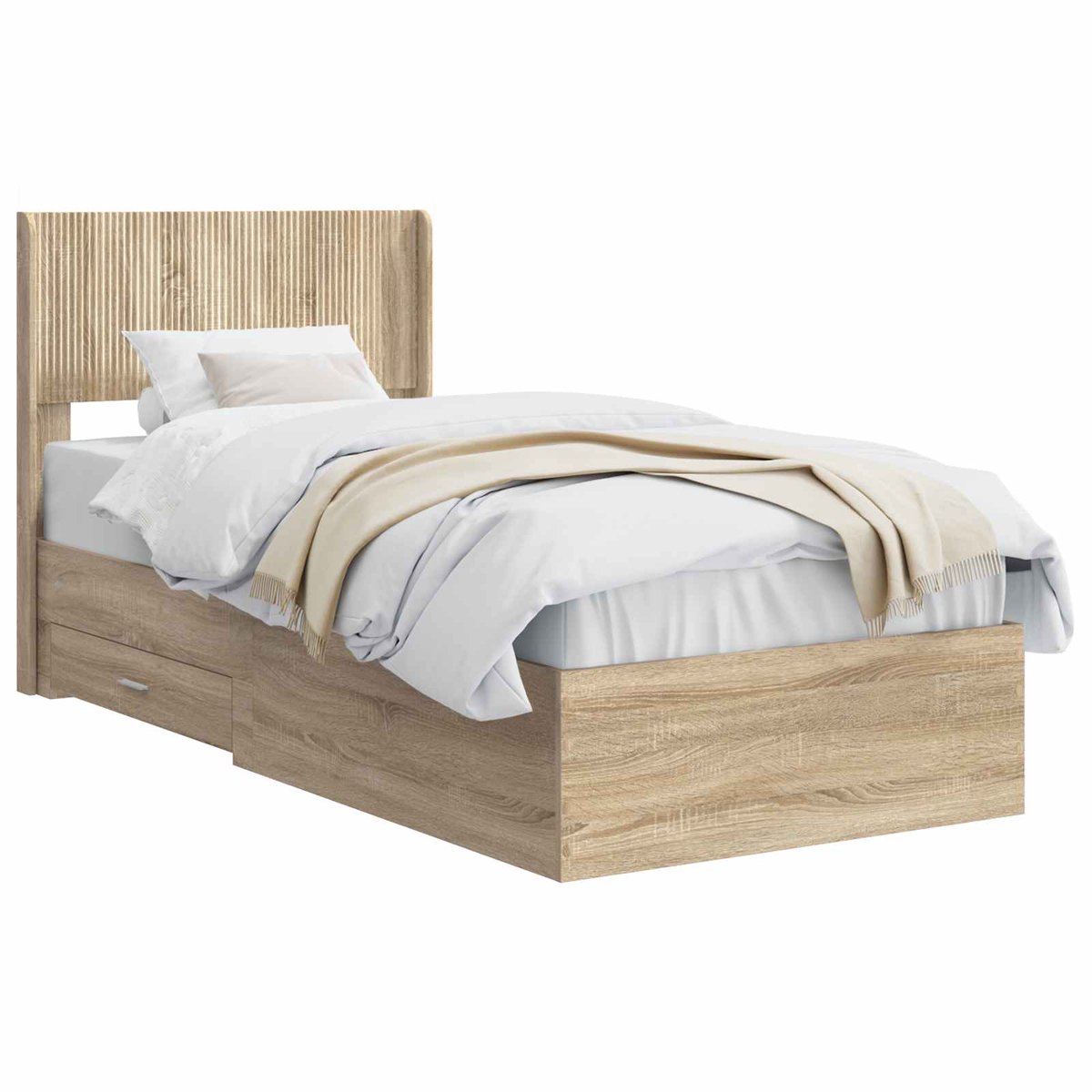vidaXL - Bedframe - met - opbergruimte - en - hoofdbord - Sonoma - Eiken