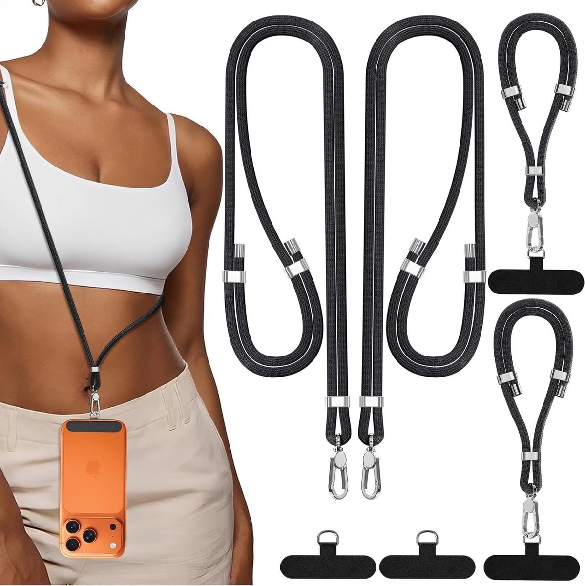 Zwarte Telefoonketting voor Handen Vrij, Ideaal voor Smartphone en Accessoires