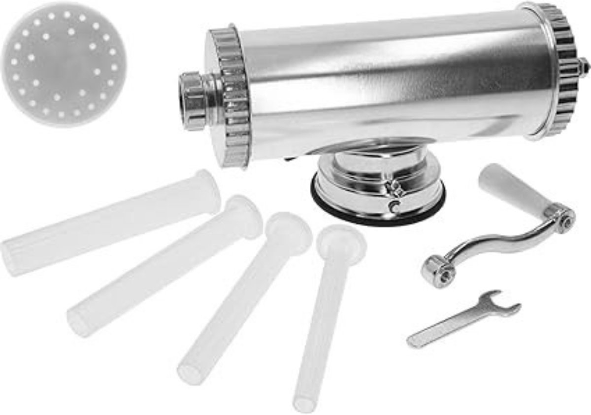 QIN® Worstenvuller - Worstenmaker - Worstmaker - Worstmachine - Worstenvul Machine - 1,5kg - 15x53x14cm - Zilver - 35cm x 11cm x 14cm
