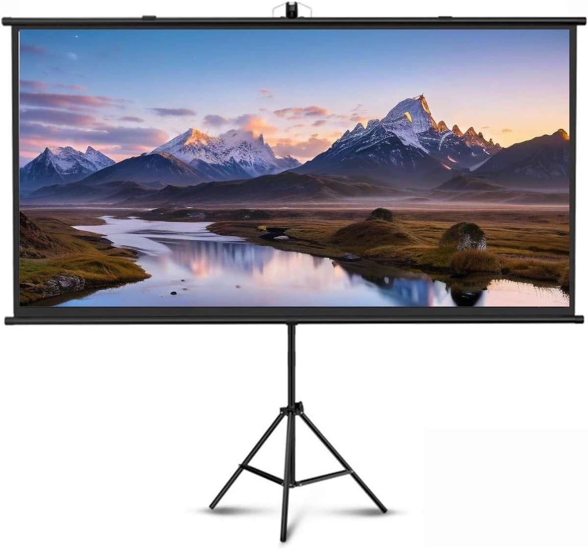 Projectiescherm met Statief - Filmscherm Draagbaar - Thuisbioscoop Creëren - In hoogte Verstelbaar - 60 Inch Diagonaal - Zwart