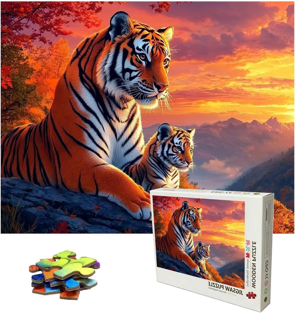 Houten Puzzel - Volwassen Legpuzzel - Ontspanning en Training - Premium Lindehout Kwaliteit - 1415 x 875 cm - Kleurrijk
